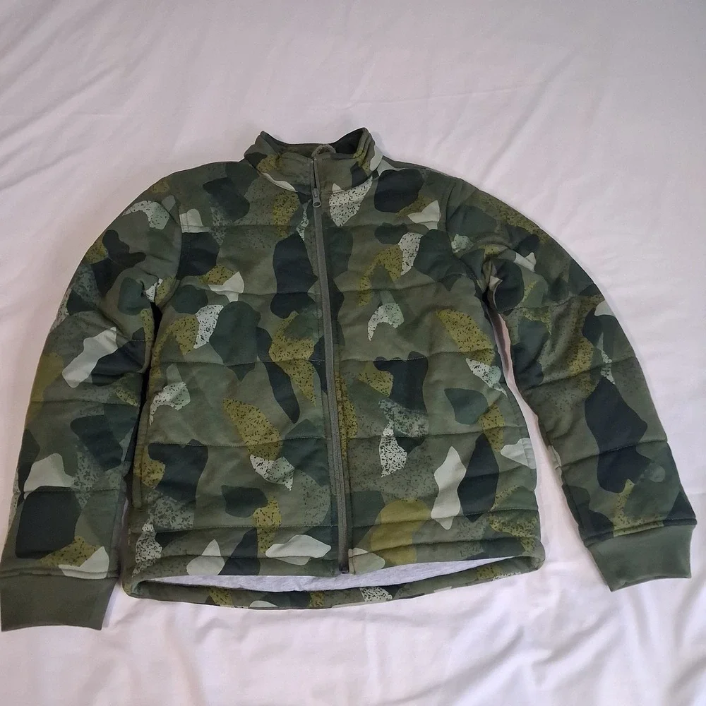 Tea Collection Jacket Youth Size‎ XL 12-14 Quilted  Green Camouflage Fall Spring